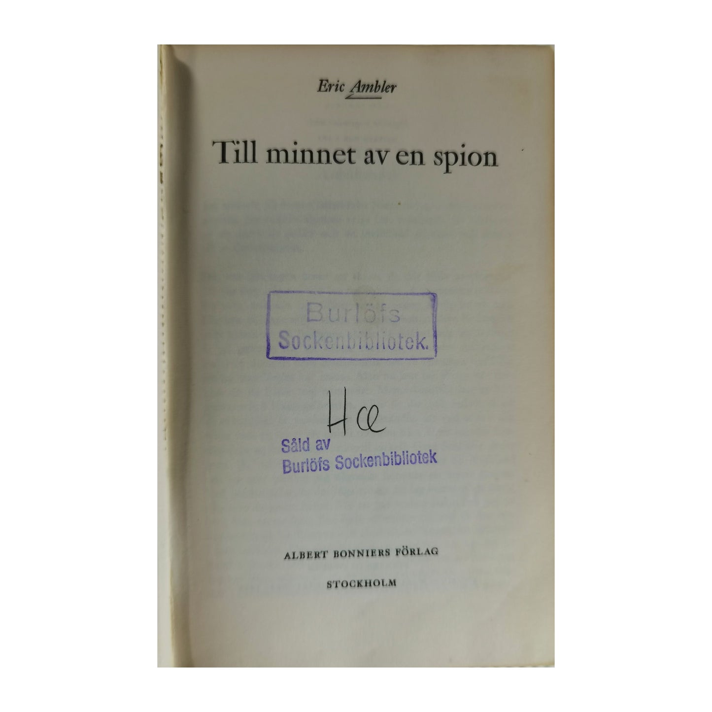 Eric Ambler: Till Minnet Av En Spion