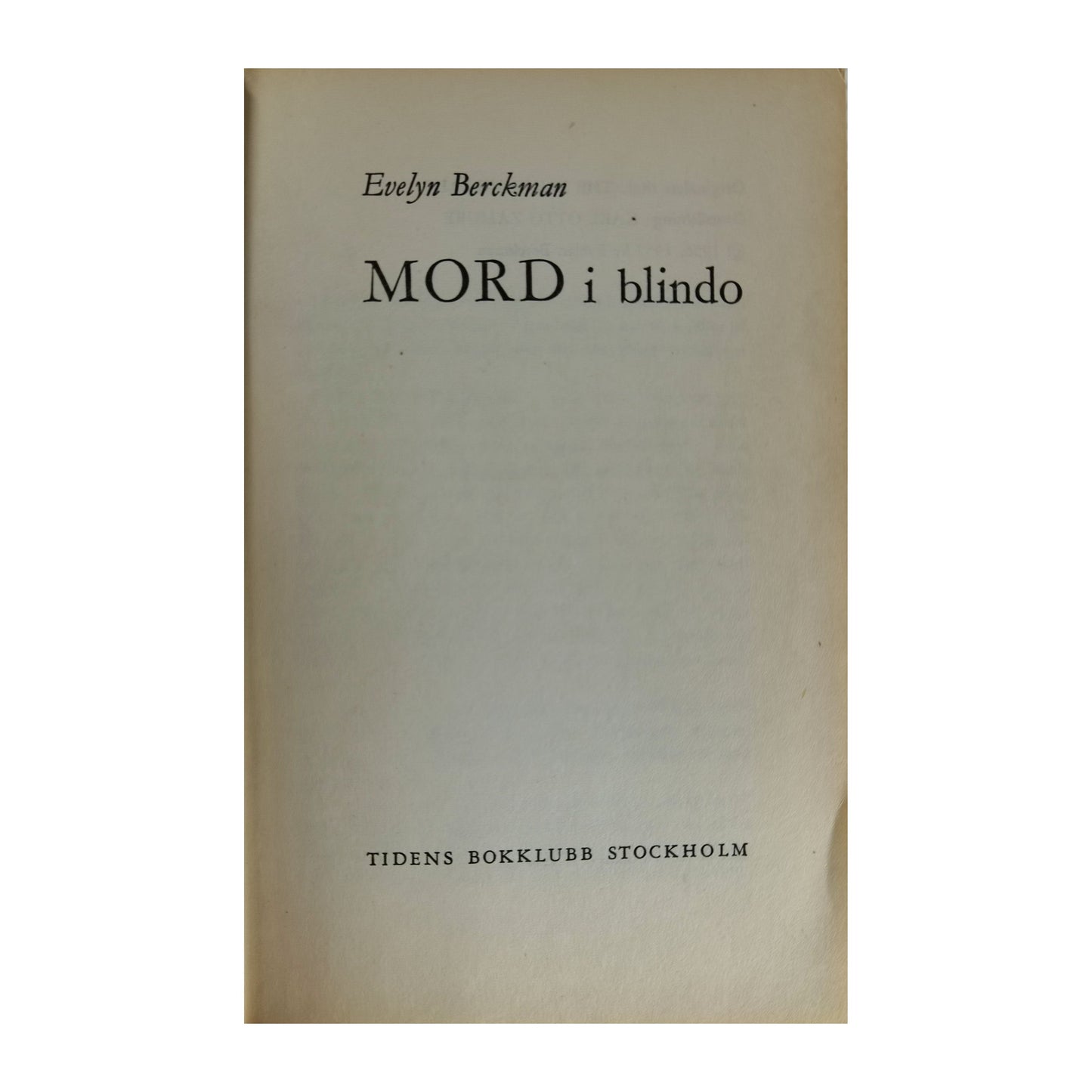 Evelyn Beckman: Mord I Blindo