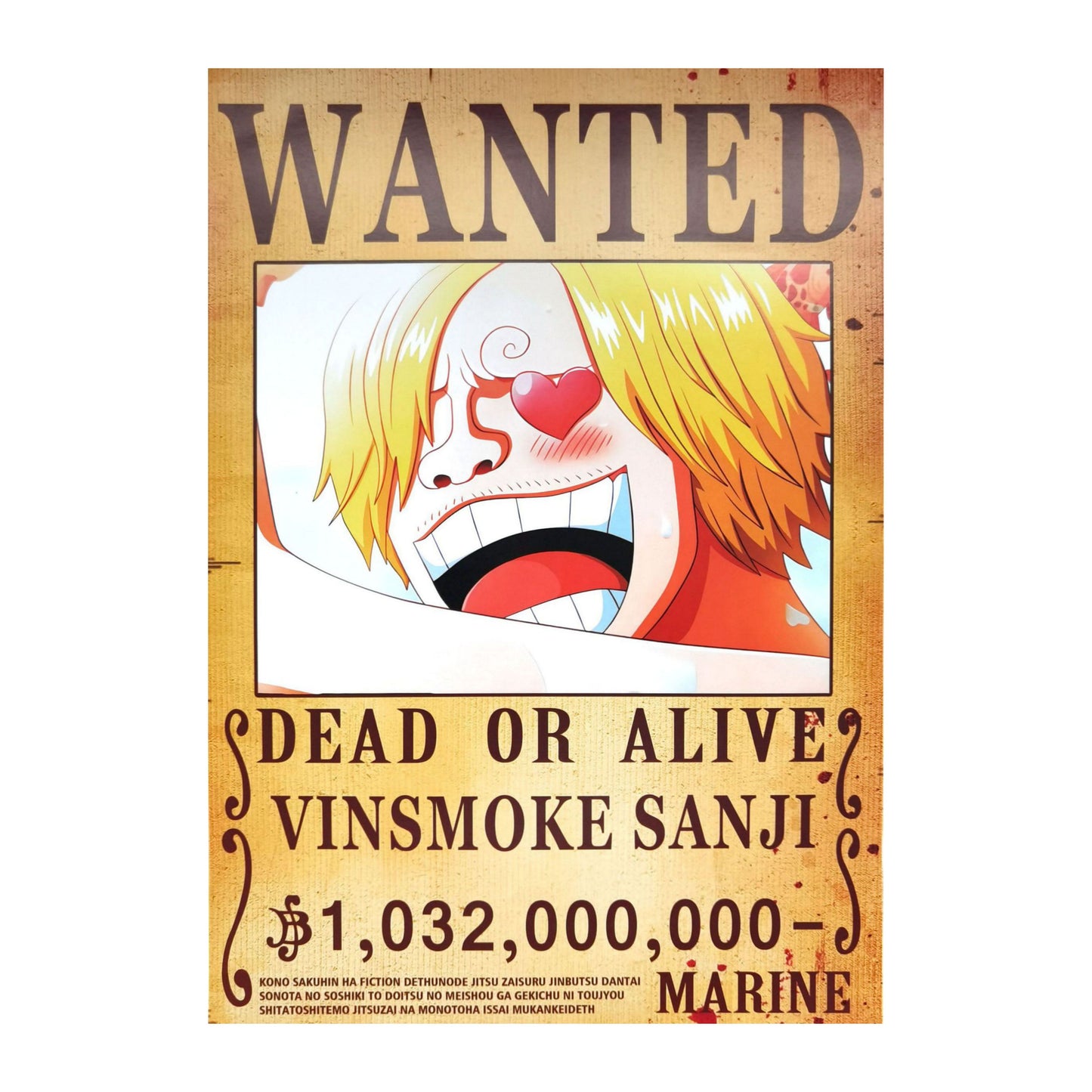 One Piece: Wanted Poster Vinsmoke Sanji 1032000000 (420mm x 285mm)