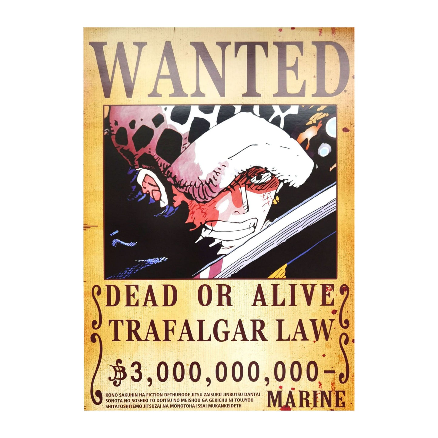 One Piece: Wanted Poster Trafalgar D. Water Law 3000000000 (ART2) (420mm x 285mm)