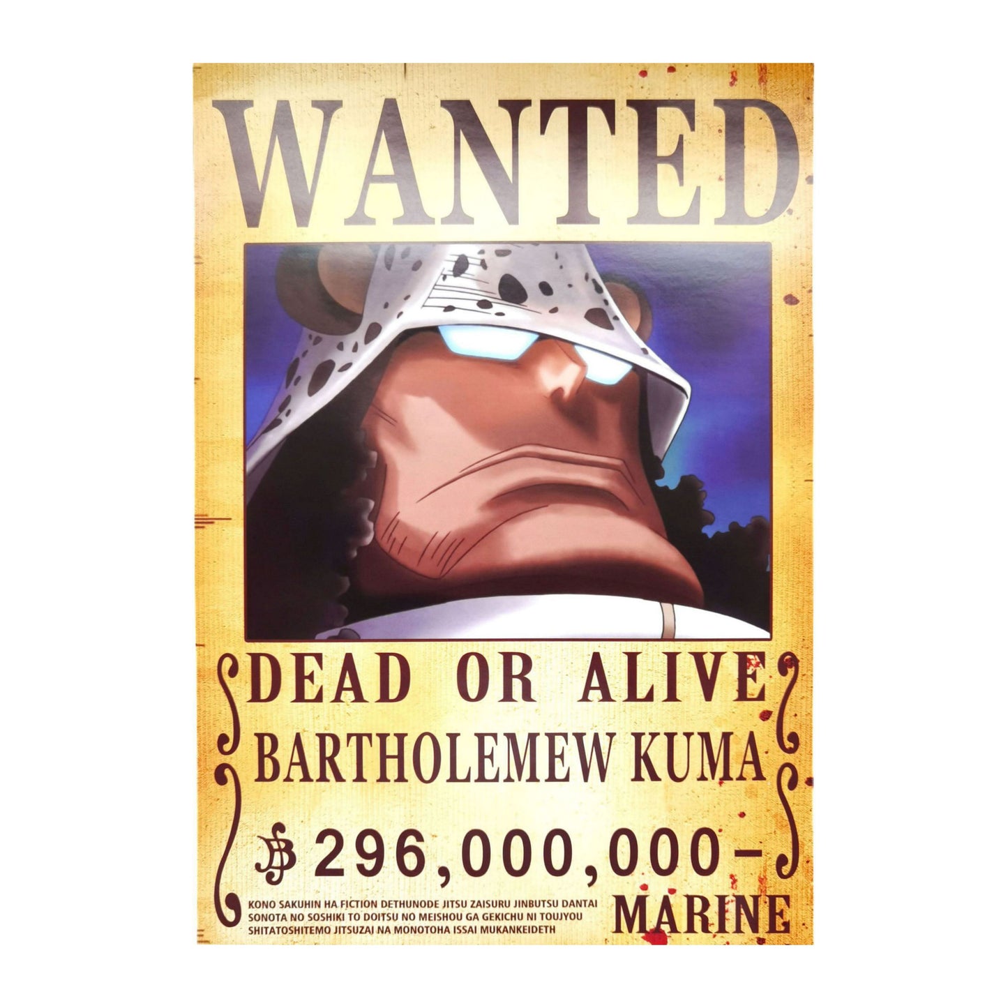 One Piece: Wanted Poster Bartholomew Kuma 296000000 (ART2) (420mm x 285mm)