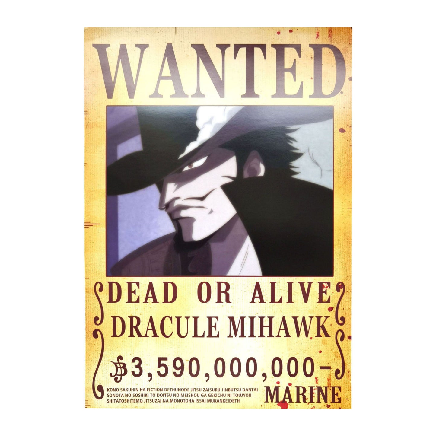 One Piece: Wanted Poster Dracule Mihawk 3590000000 (ART2) (420mm x 285mm)