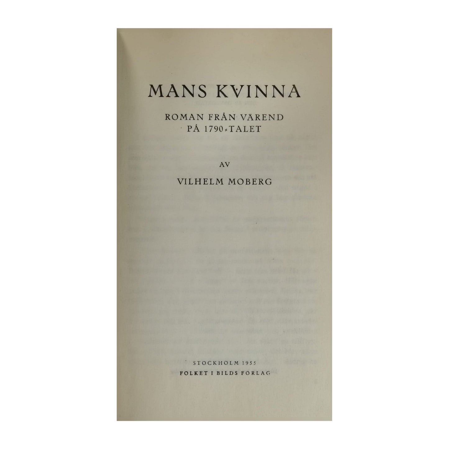 Vilhelm Moberg: Mans Kvinna