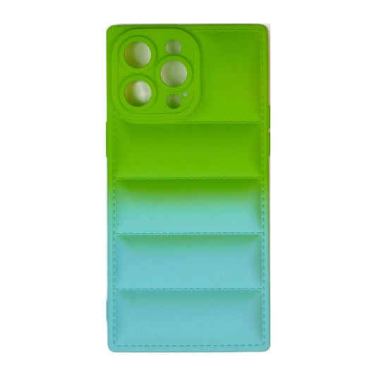 Soft Squares Color Fade Case - (IPhone 14 Pro) (GREEN/CYAN) (TPU)