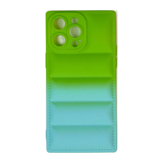 Soft Squares Color Fade Case - (IPhone 13 Pro) (GREEN/CYAN) (TPU)