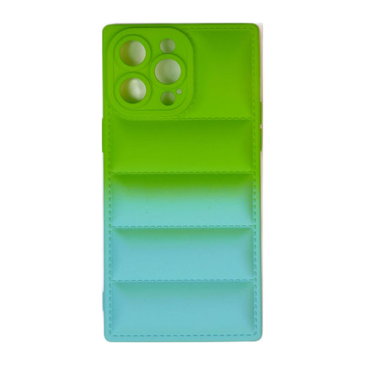 Soft Squares Color Fade Case - (IPhone 12/12 Pro) (GREEN/CYAN) (TPU)