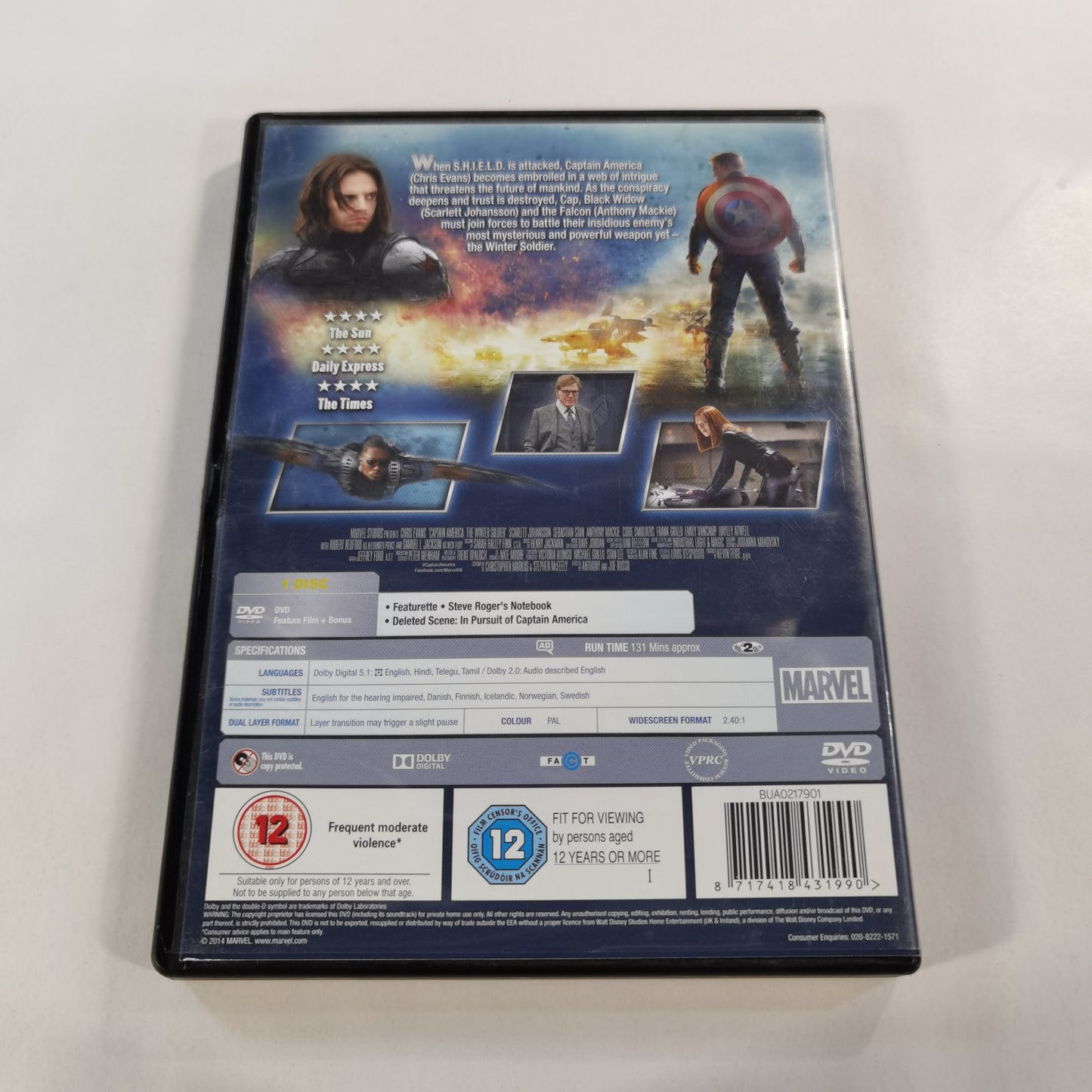 Captain America: The Winter Soldier (2014) - DVD UK