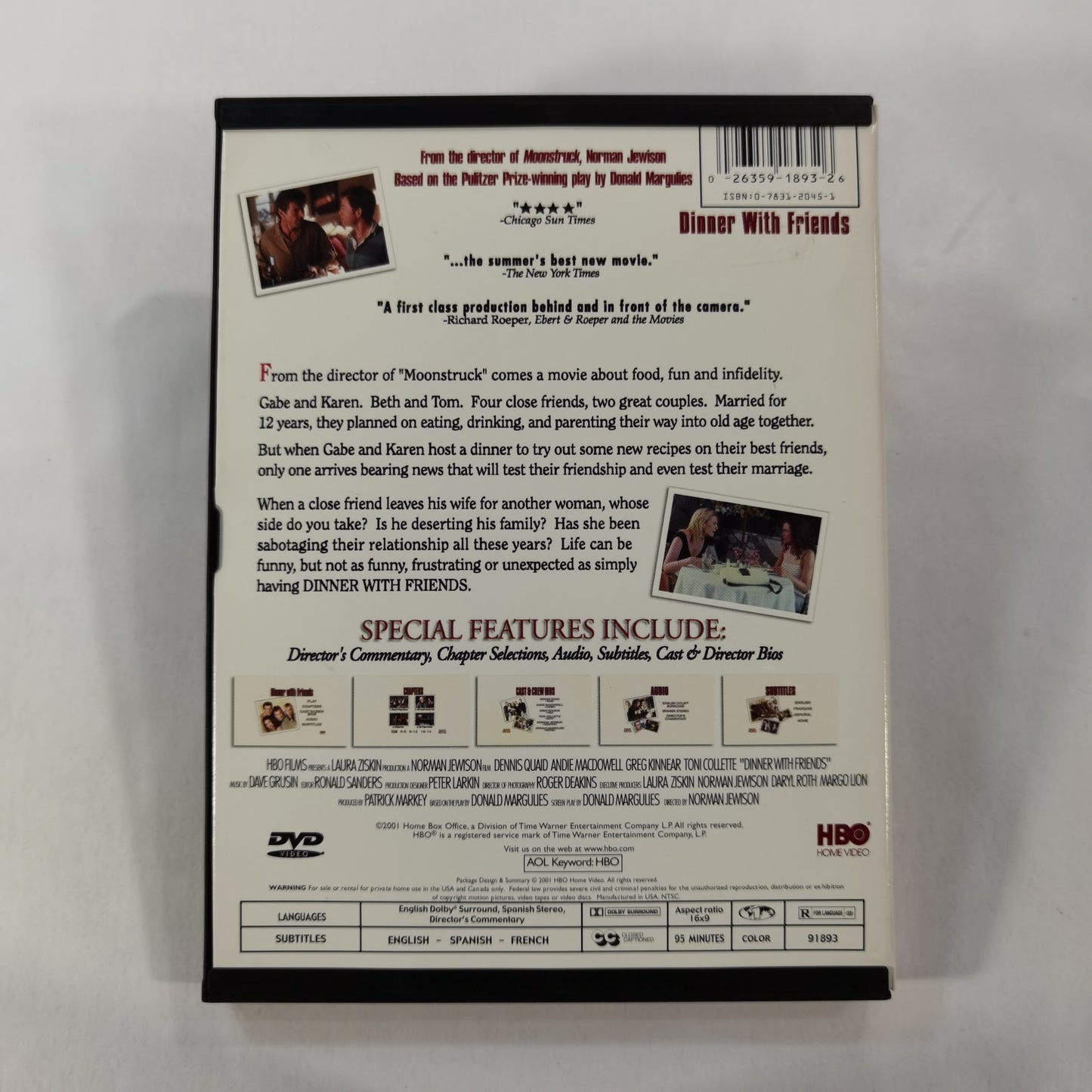 Dinner with Friends (2001) - DVD US 2001 Snap Case