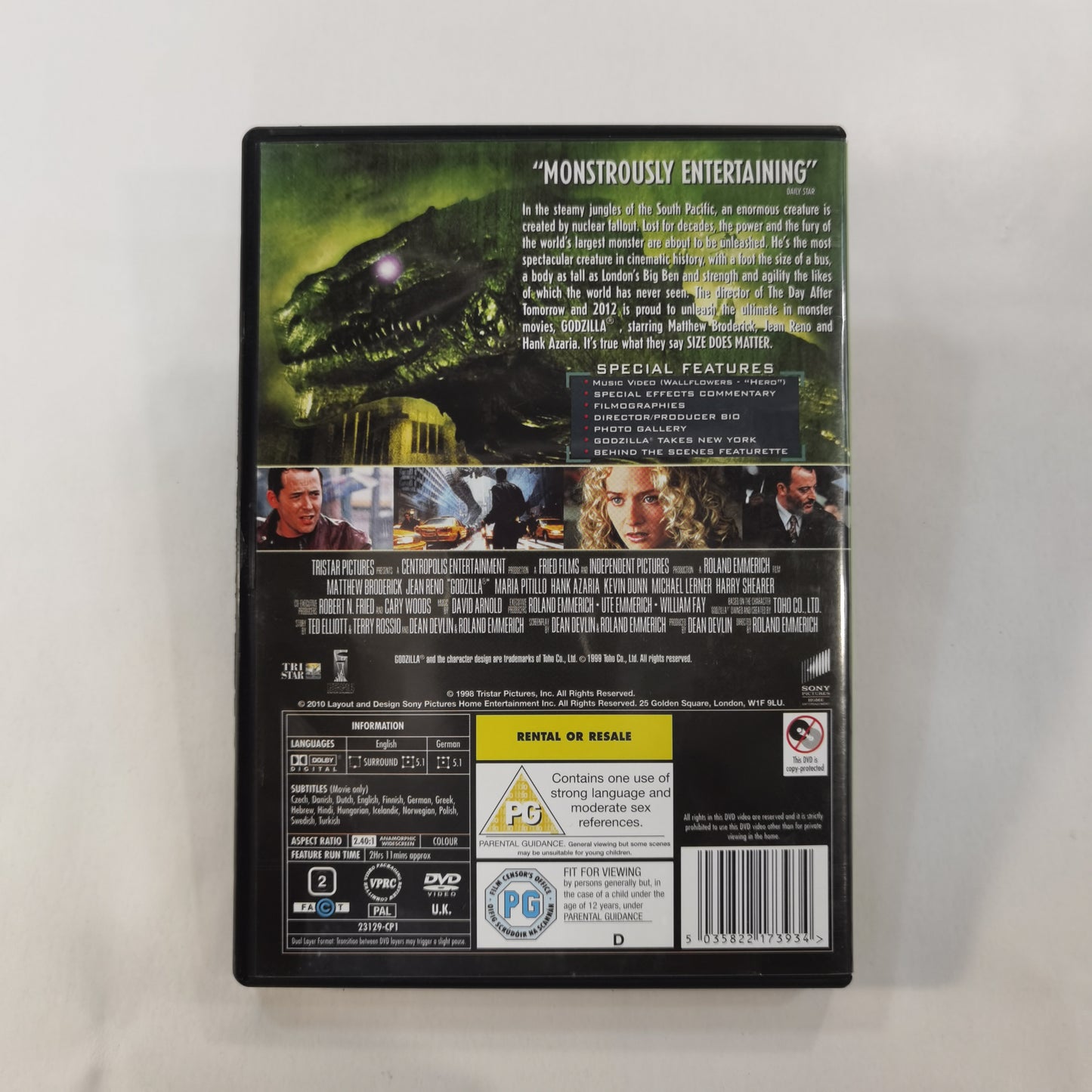 Godzilla (1998) - DVD UK 2010