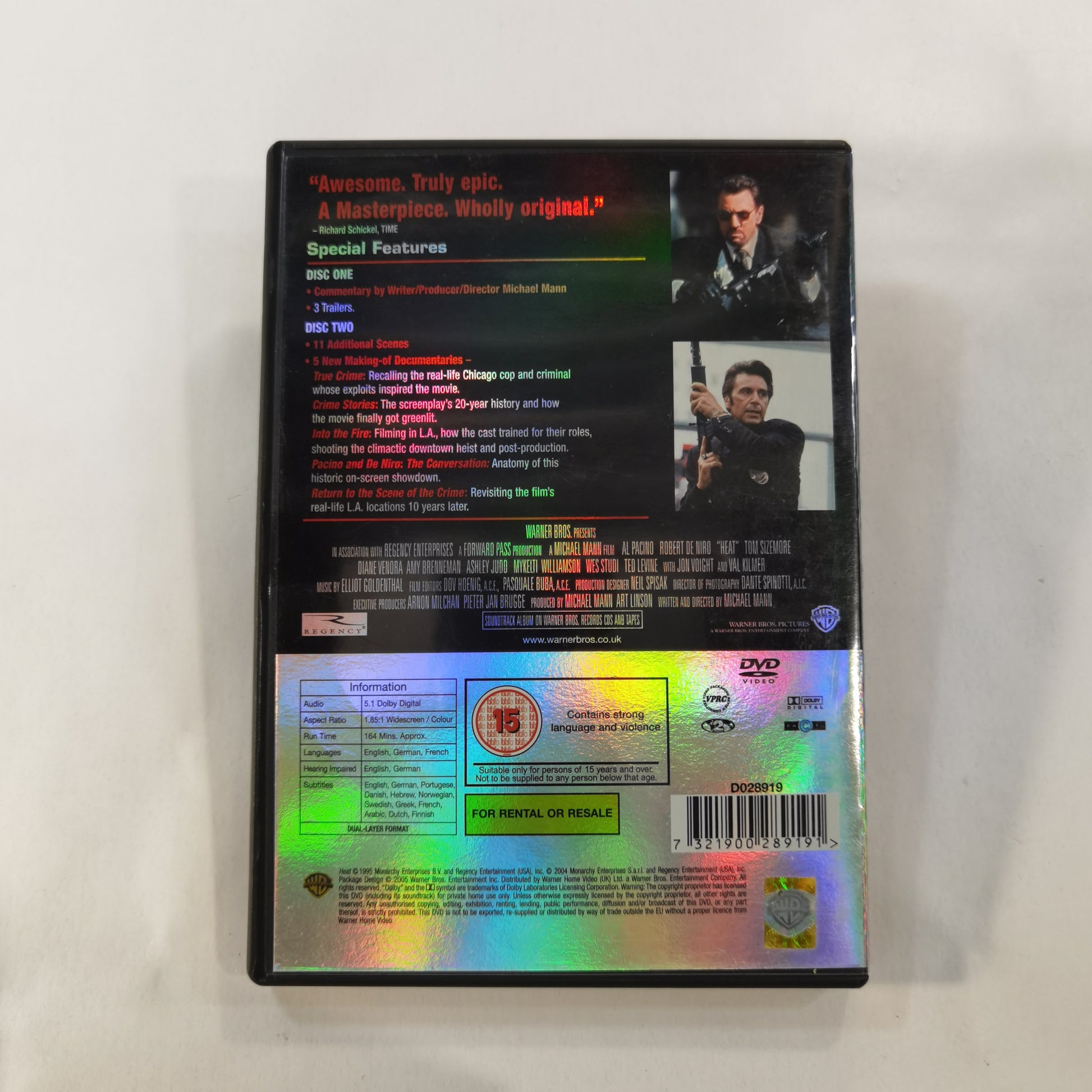 Heat (1995) - DVD UK 2005 2-Disc Special Edition UK ( Cover Reflective )