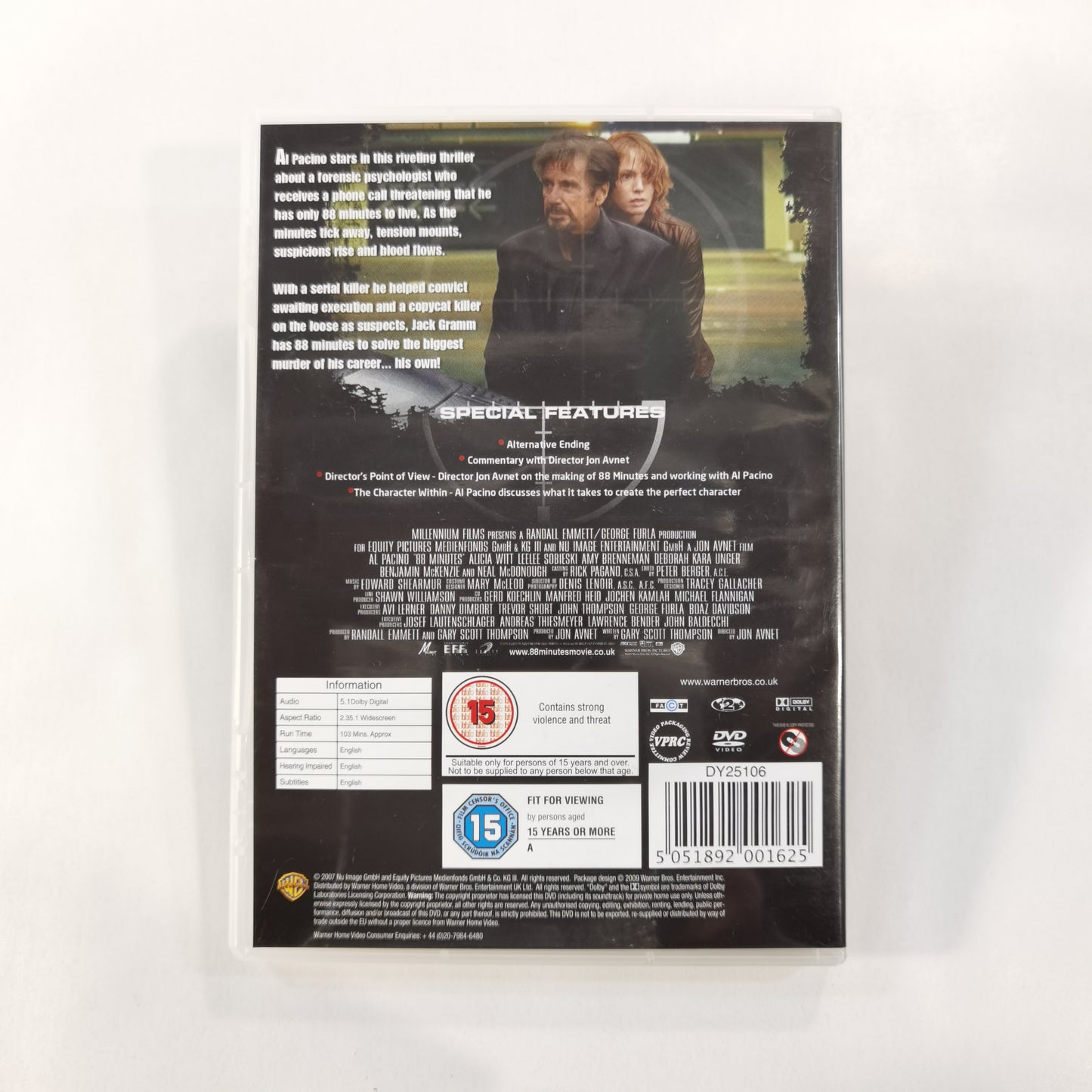 88 Minutes (2007) - DVD UK 2009