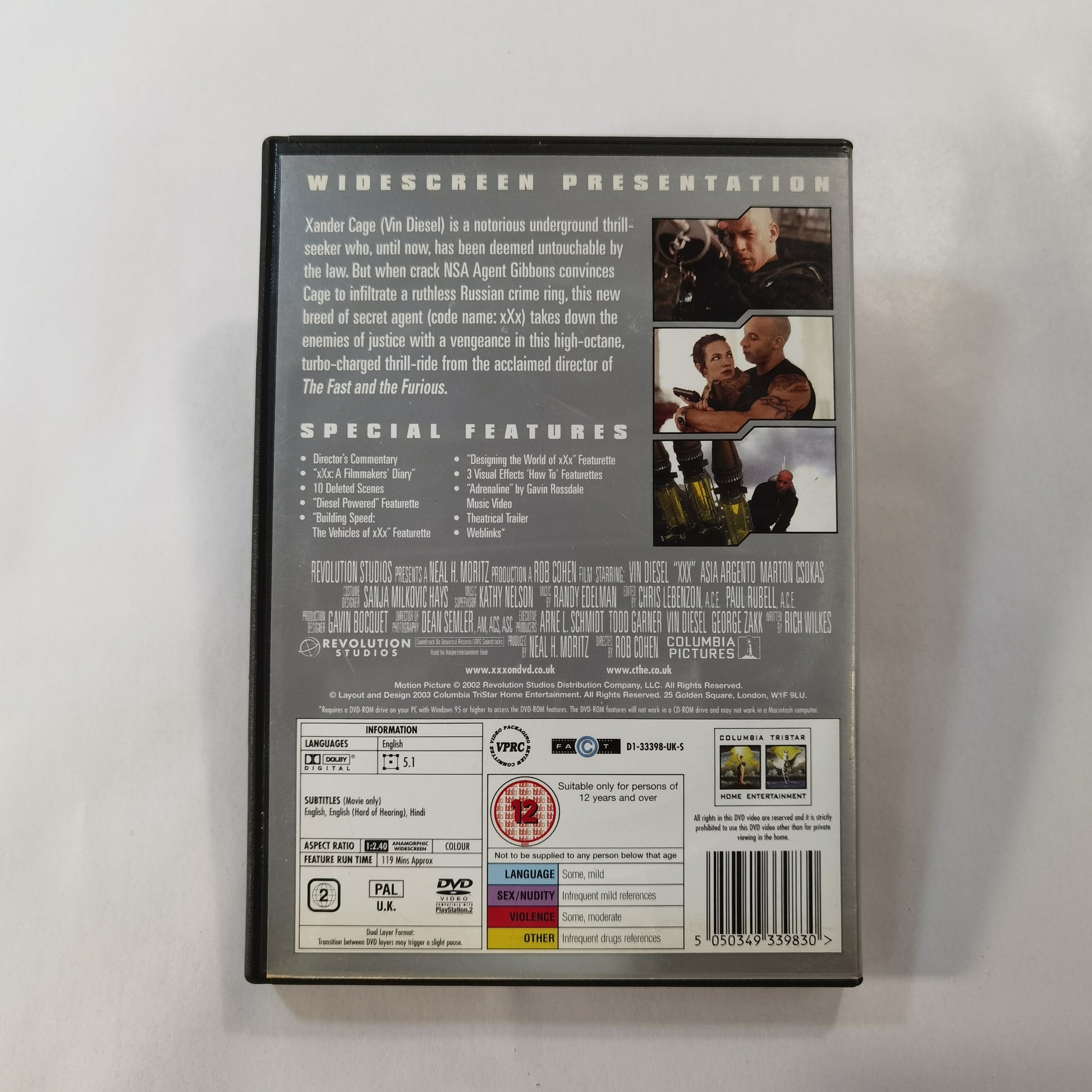 xXx (2002) - DVD UK 2003 ( Cover CDR 33398H ) – KobaniStore